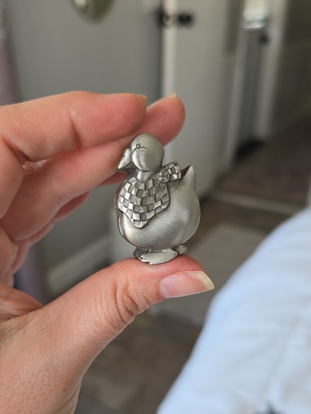 Vintage Ms Dee Pewter Duck Brooch Pin Trinket Box Collectable No 36 Quack